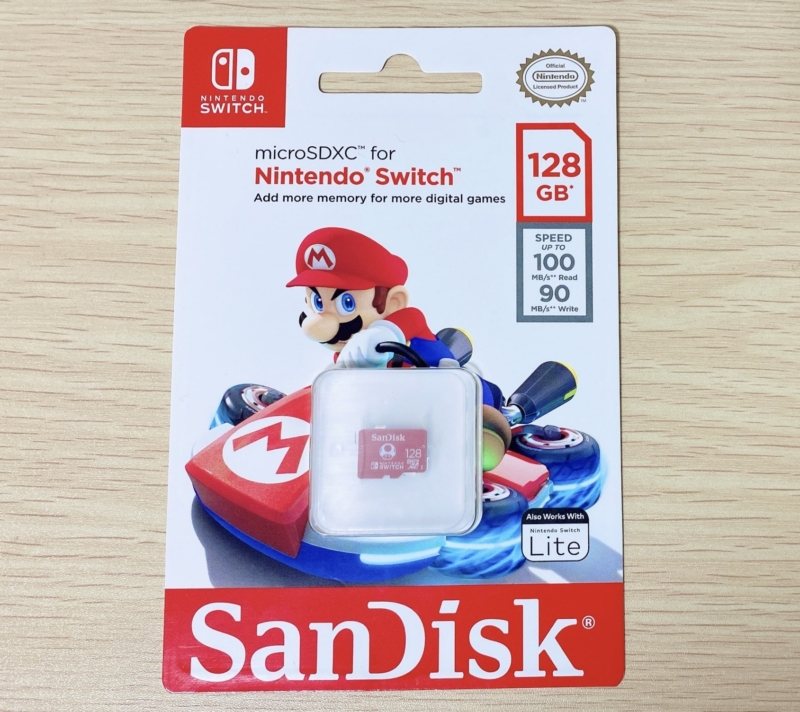 サンディスク製のNintendo Switch用SDカード128GBのパッケージ