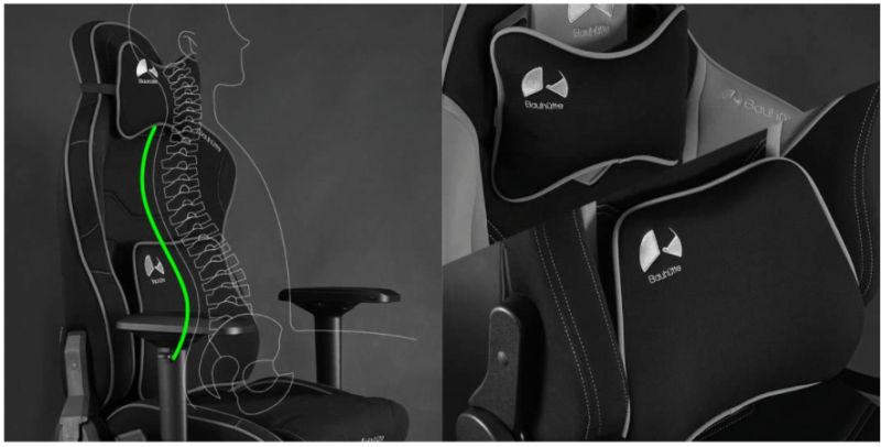 バウヒュッテのゲーミング座椅子のヘッドレストとランバーサポート
